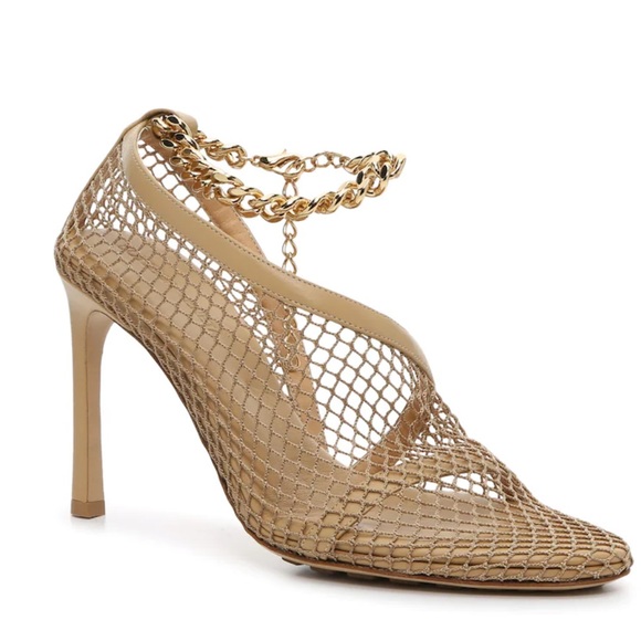 BOTTEGA VENETA Chain-embellished macramé and leather mesh pumps beige 37 - Picture 6 of 14